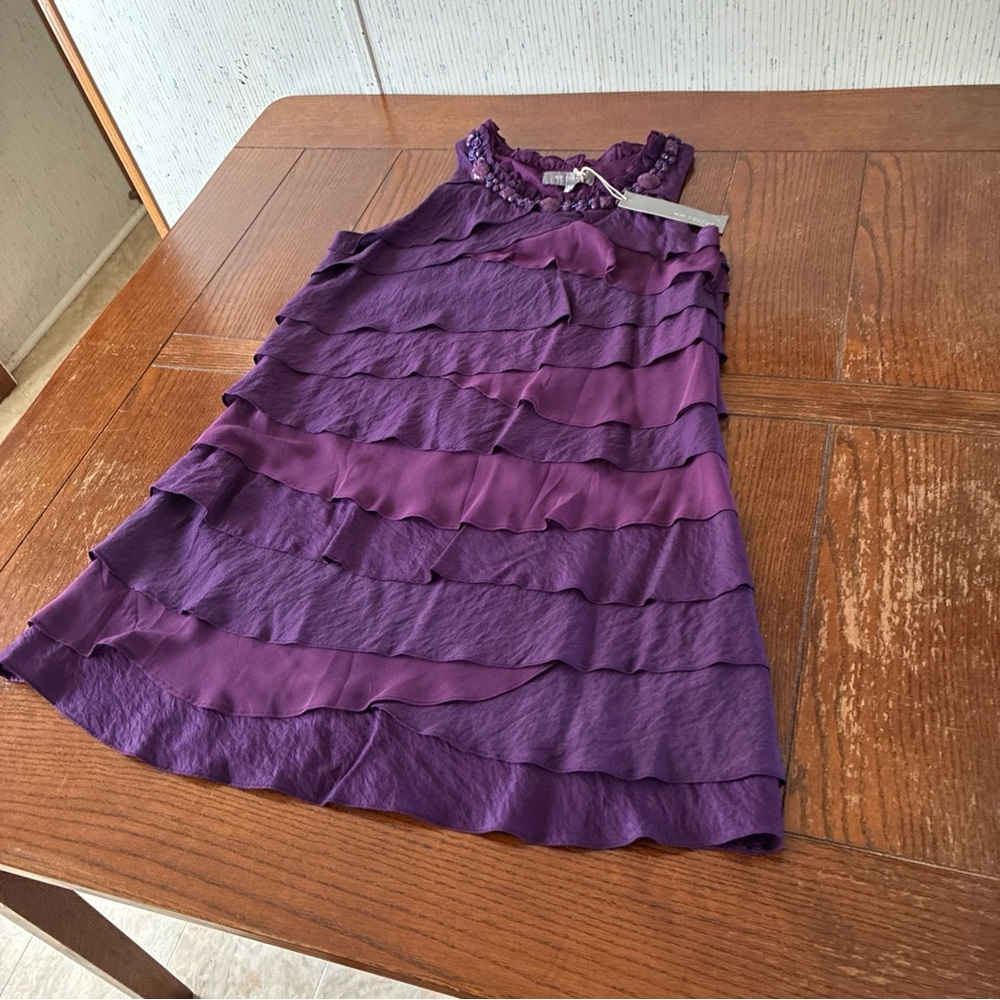 MM Couture by Miss Me Dress Size Large Purple Layered Sleeveless Beaded NWT